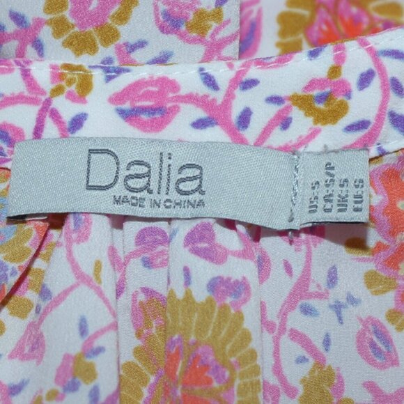 Dalia Womens Small BOHO Top Sleeveless Floral Shirt Oversized Hippie Flowy Pink - Picture 6 of 8